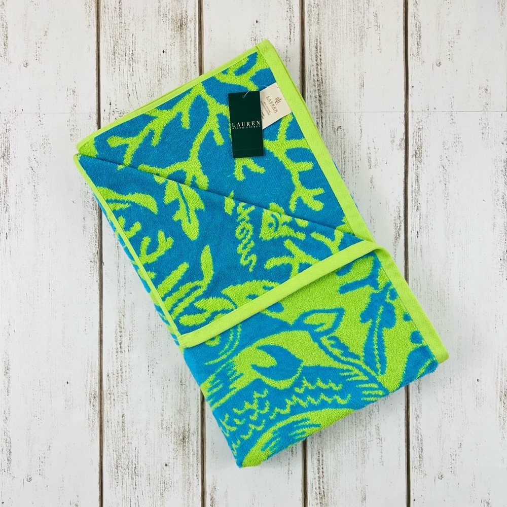 Ralph Laurel Beach Towel Reversible Coral Reef - Picture 2 of 7